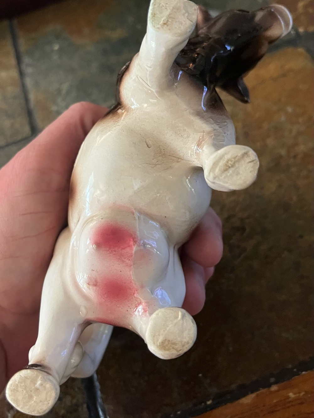 Vintage Ceramic Cow Figurine in Brown and Cream - Picture 8 of 13